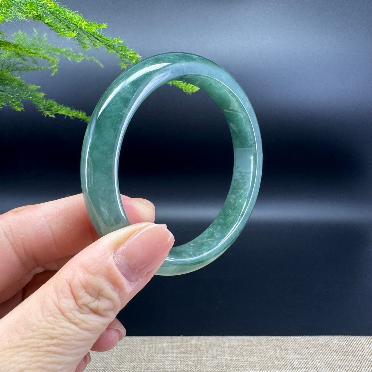 Genuine Burmese Green Jade Jadeite Bangle Bracelet (56.3mm)