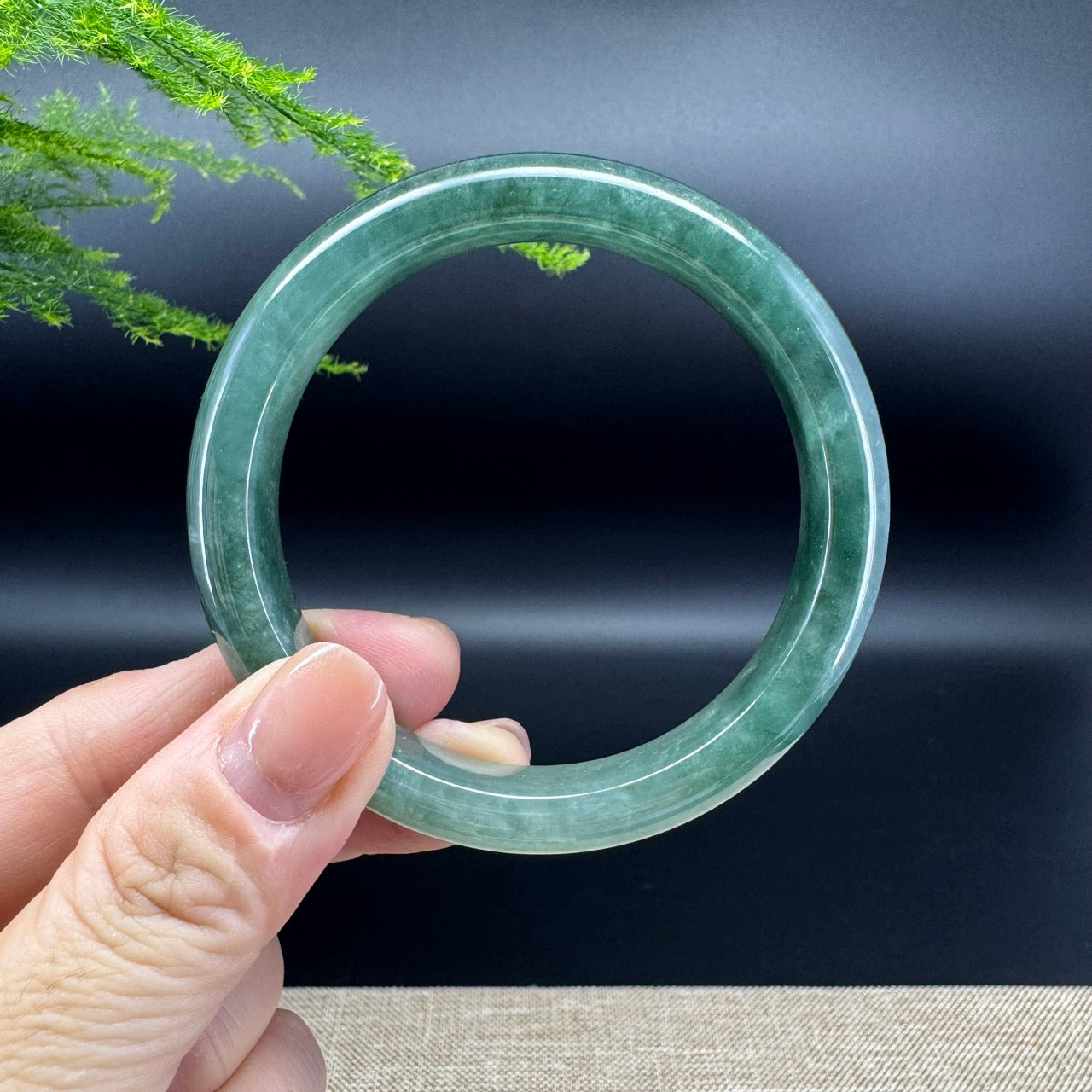 Genuine Burmese Green Jade Jadeite Bangle Bracelet (56.3mm)