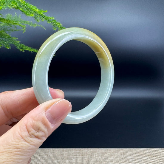 Genuine Burmese Yellow Green Jade Jadeite Bangle Bracelet ( 56.7mm )