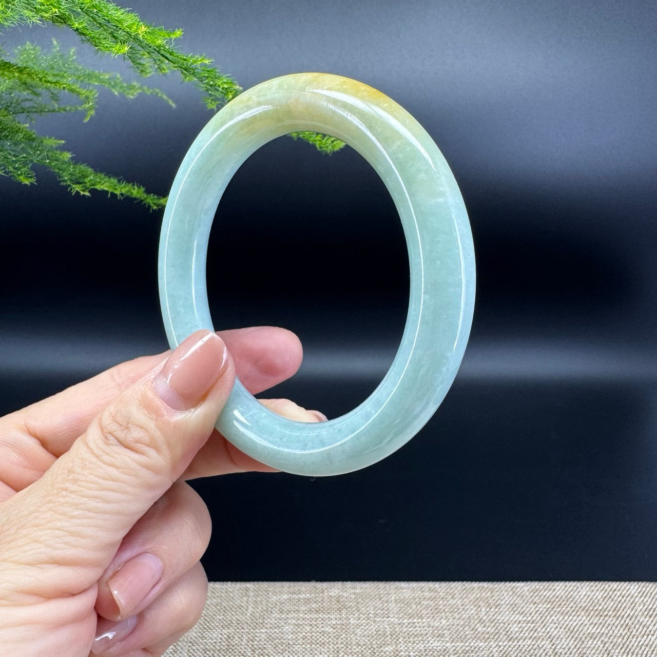 Genuine Burmese Yellow Green Jade Jadeite Bangle Bracelet ( 56mm )