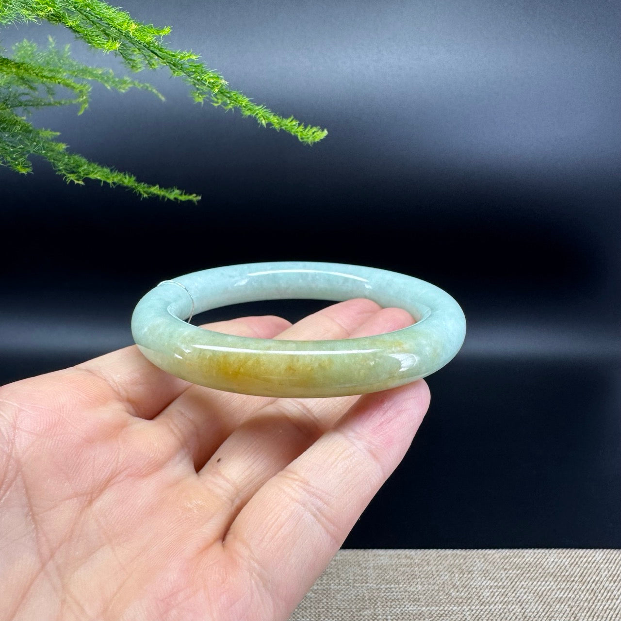 Genuine Burmese Yellow Green Jade Jadeite Bangle Bracelet ( 56mm )