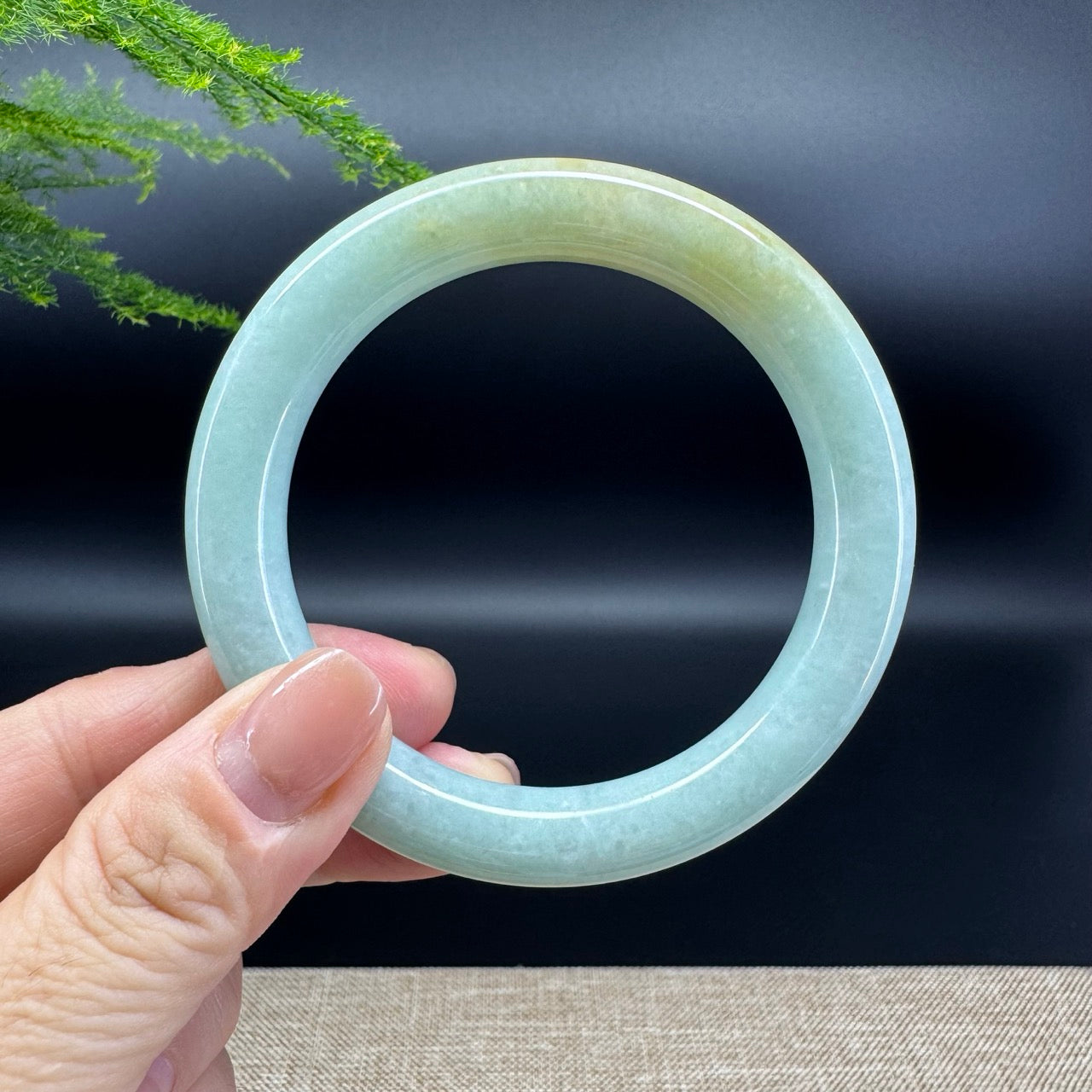 Genuine Burmese Yellow Green Jade Jadeite Bangle Bracelet ( 56mm )