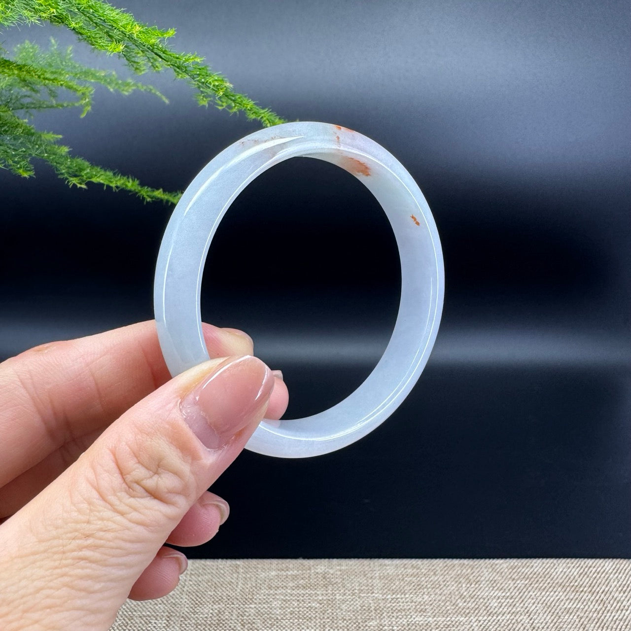 Genuine Burmese Lavender Green Jade Jadeite Bangle Bracelet ( 56.6mm )