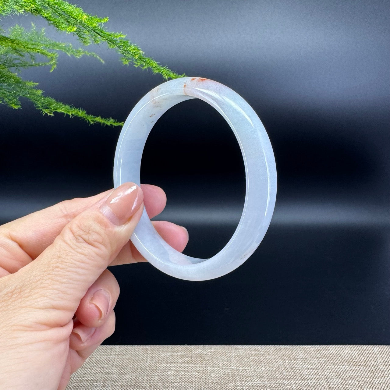 Genuine Burmese Lavender Green Jade Jadeite Bangle Bracelet ( 56.6mm )