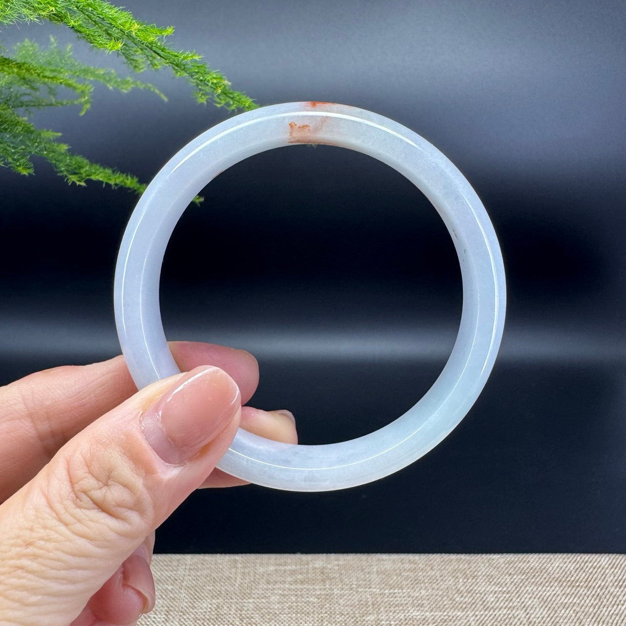 Genuine Burmese Lavender Green Jade Jadeite Bangle Bracelet ( 56.6mm )