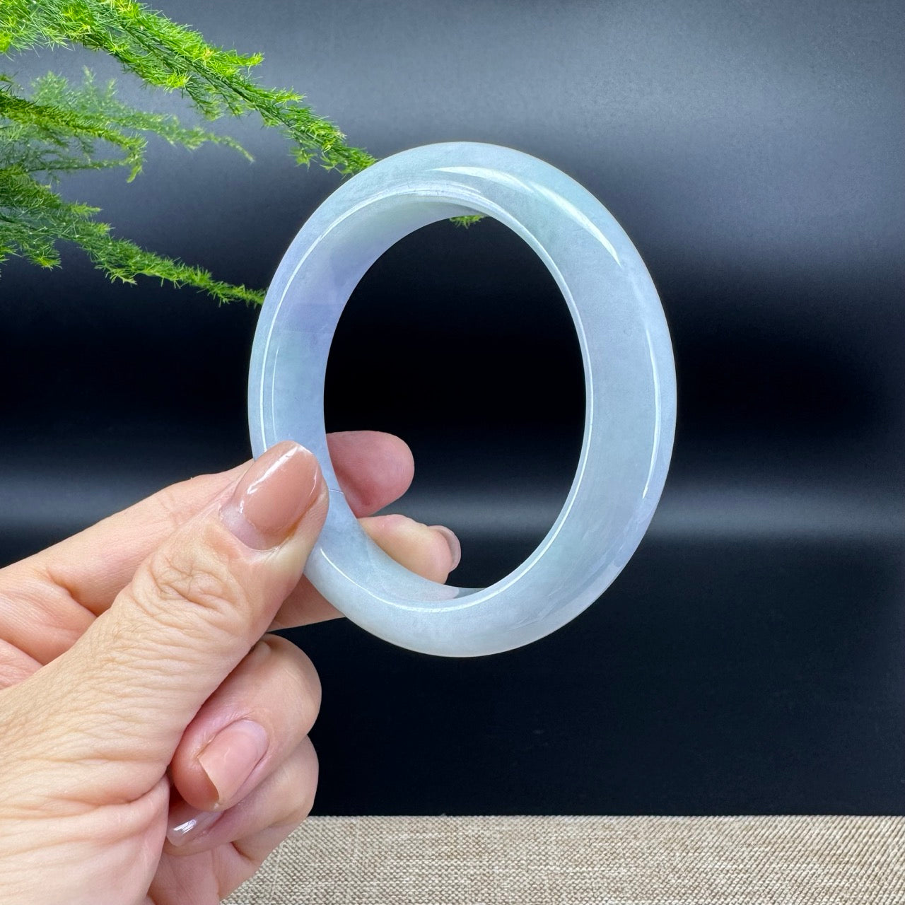 Genuine Burmese Lavender Green Jade Jadeite Bangle Bracelet ( 56.2mm )