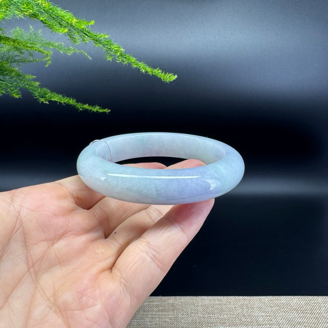 Genuine Burmese Lavender Green Jade Jadeite Bangle Bracelet ( 56.2mm )