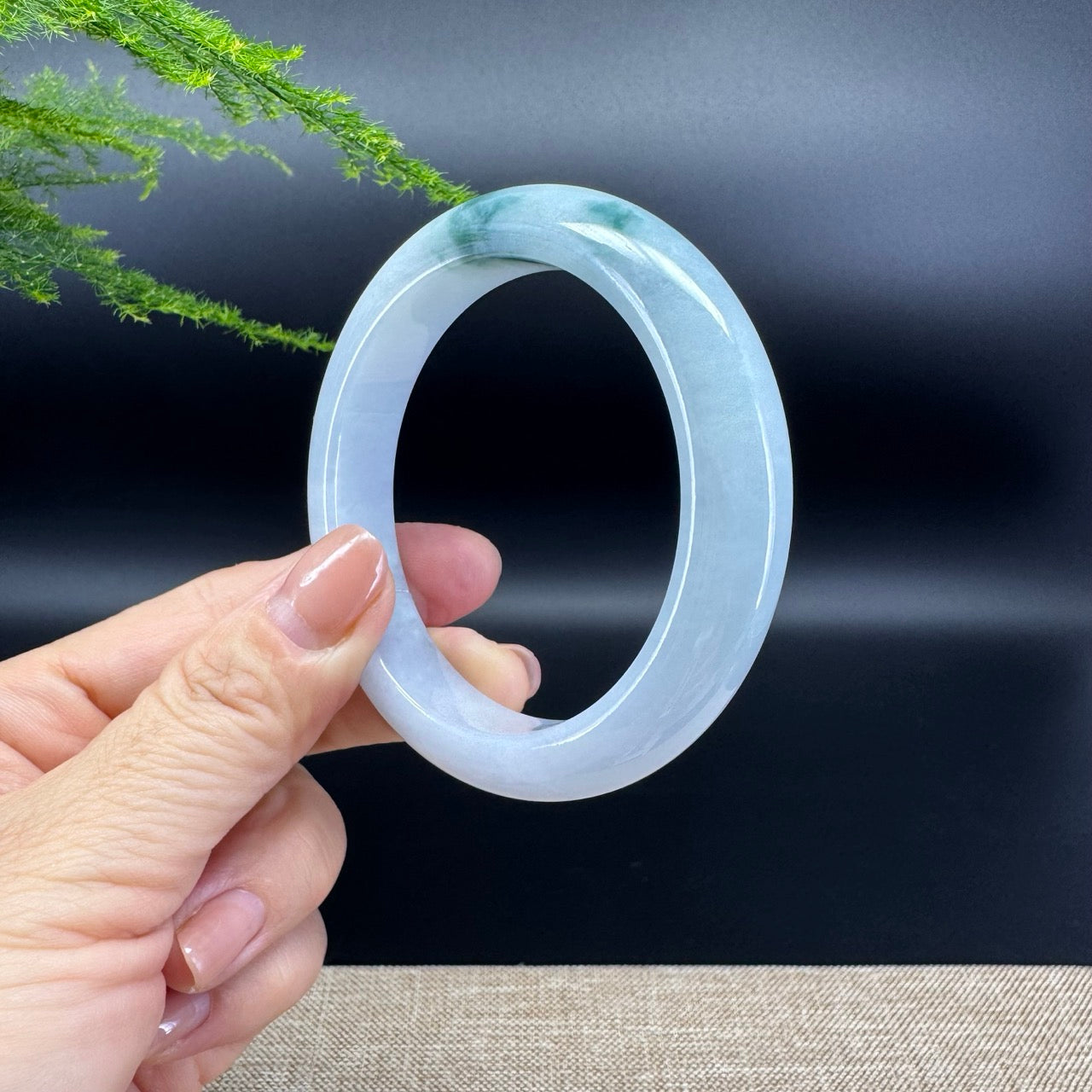 Genuine Burmese Blue Green Jade Jadeite Bangle Bracelet ( 56.1mm )
