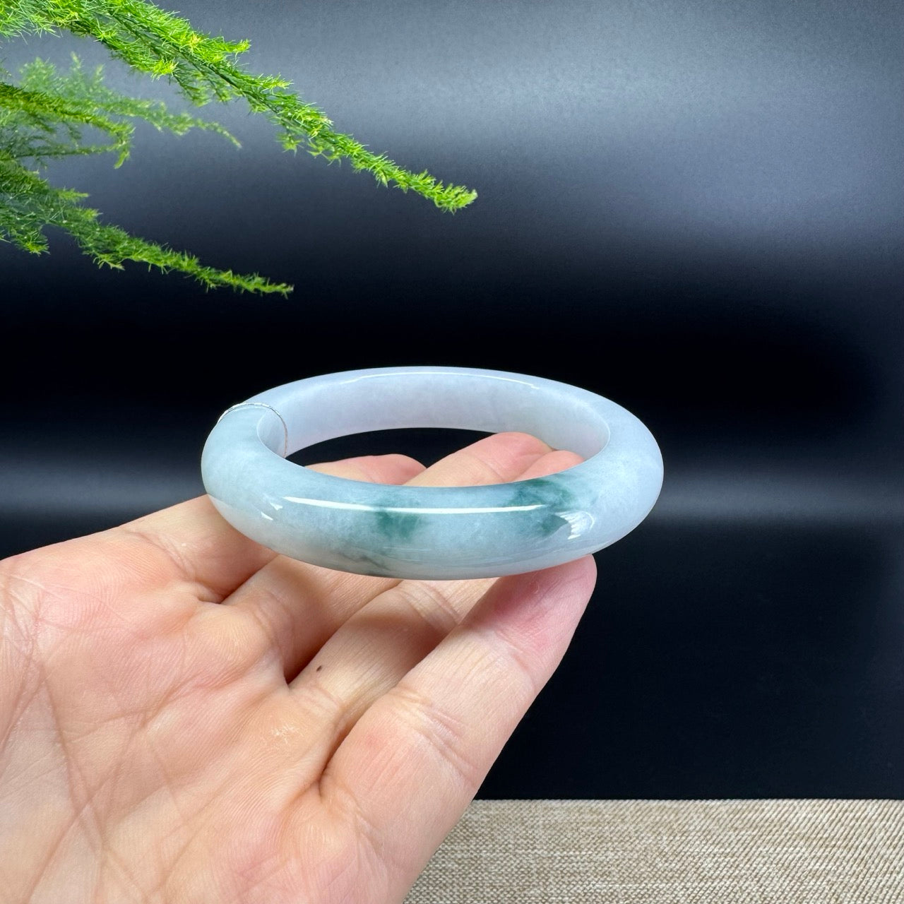 Genuine Burmese Blue Green Jade Jadeite Bangle Bracelet ( 56.1mm )