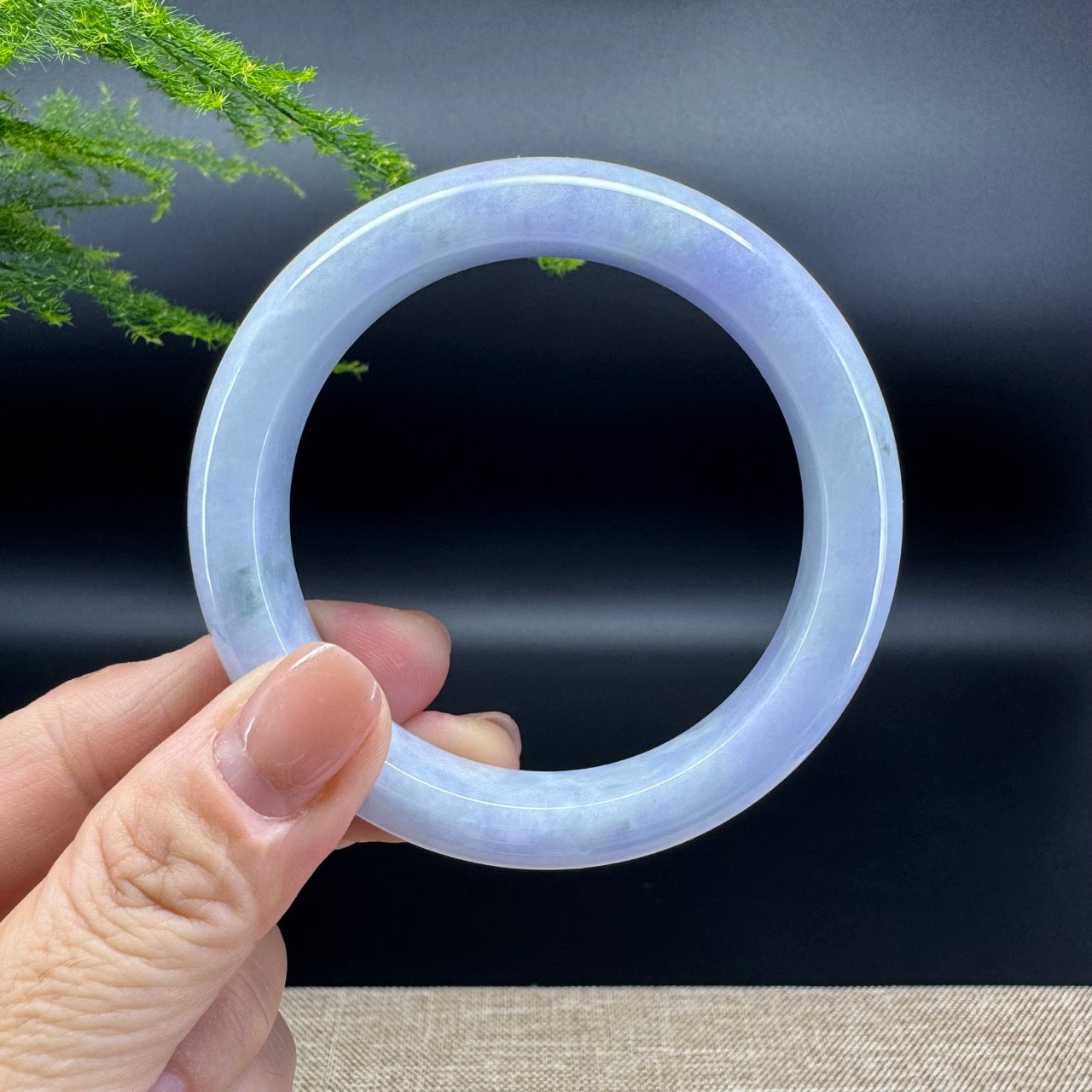 Genuine Burmese Lavender Green Jade Jadeite Bangle Bracelet (56.1mm)