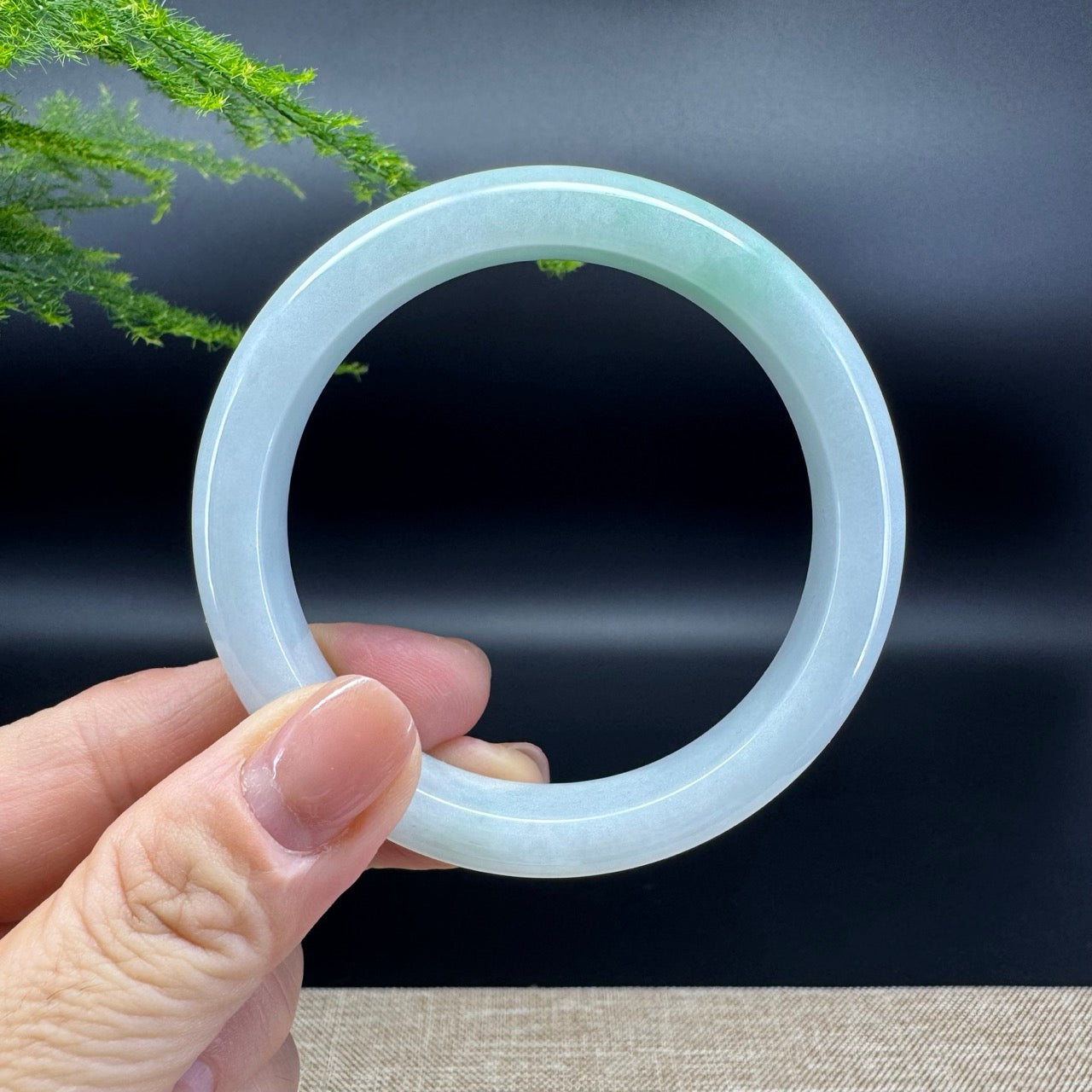 Genuine Burmese Icy Green Jade Jadeite Bangle Bracelet ( 56.1mm )