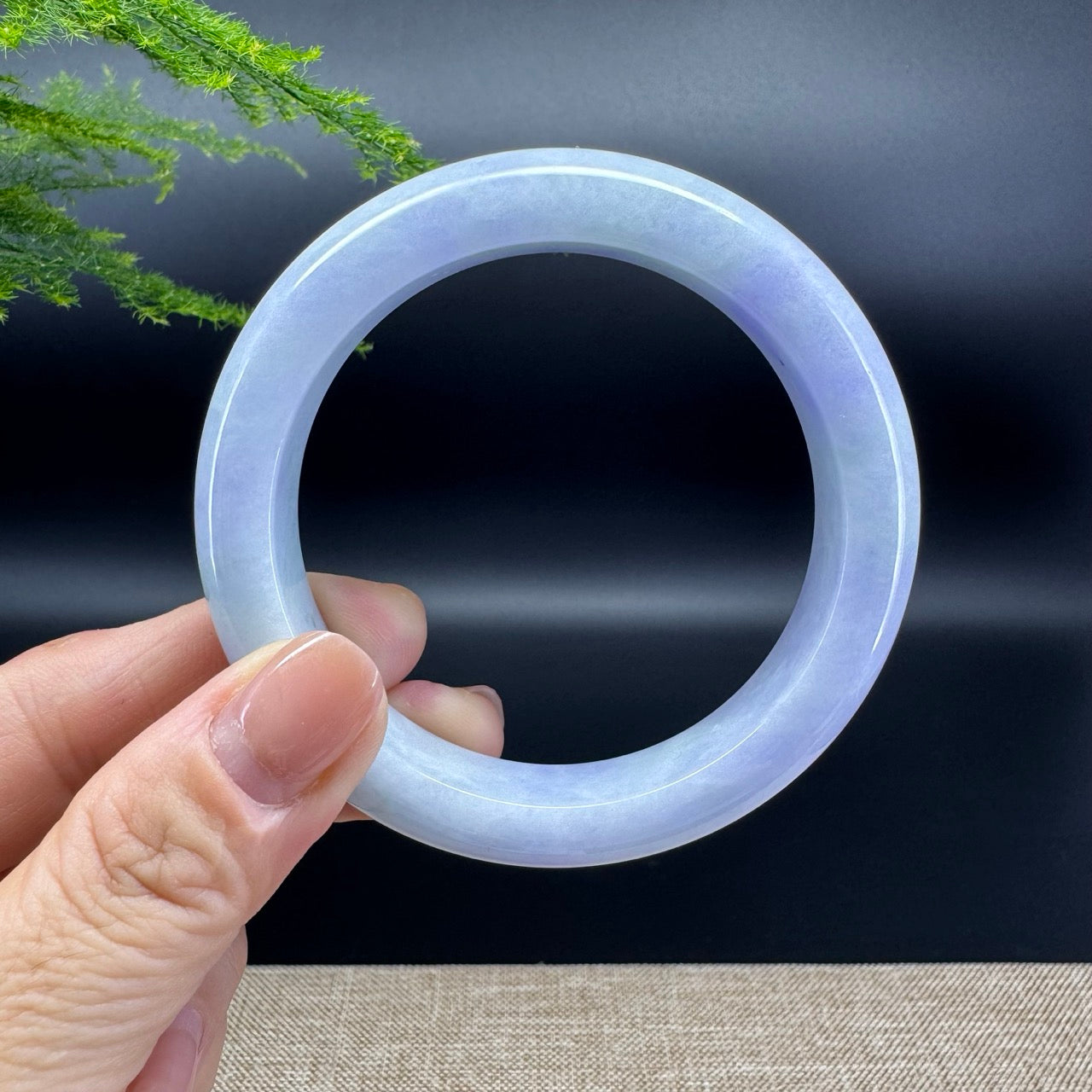 Genuine Burmese Lavender Green Jade Jadeite Bangle Bracelet (56.8mm)