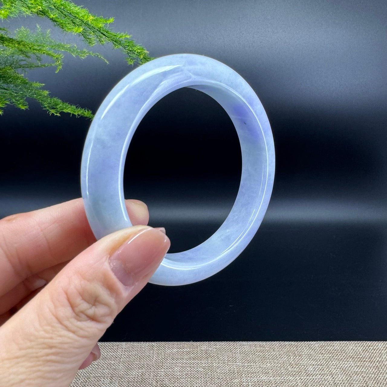 Genuine Burmese Lavender Green Jade Jadeite Bangle Bracelet (56.8mm)