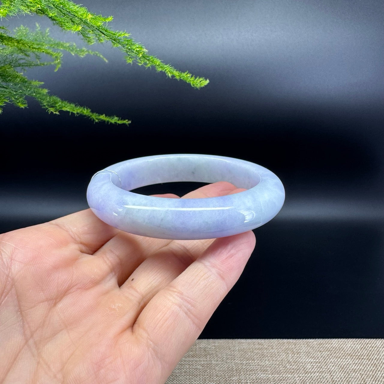 Genuine Burmese Lavender Green Jade Jadeite Bangle Bracelet (56.8mm)