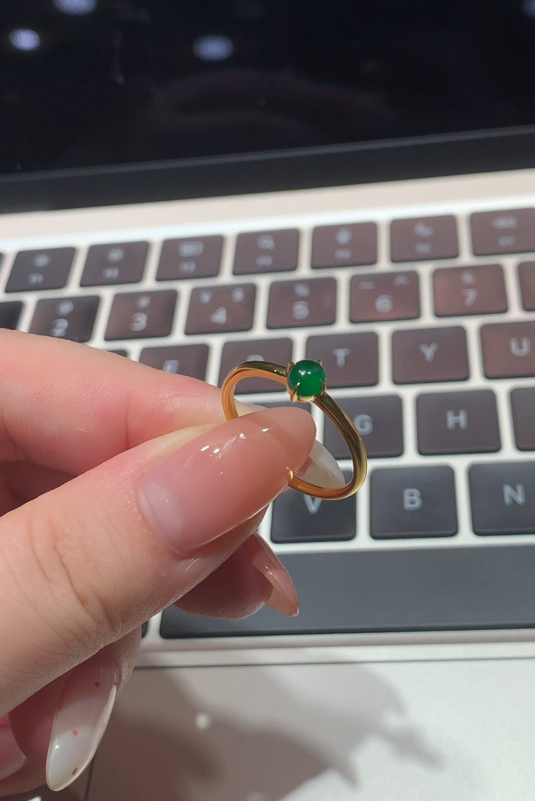 "Live" Natural Imperial Green Dot Jadeite Jade Ring Setting (custom)