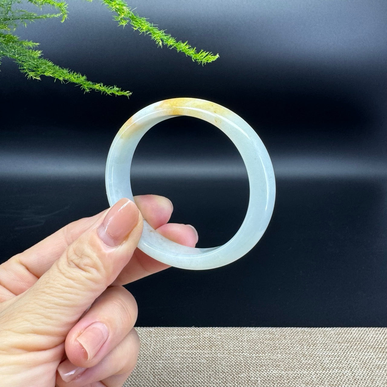 Genuine Burmese Yellow Green Jade Jadeite Bangle Bracelet (56.1*47.5mm)