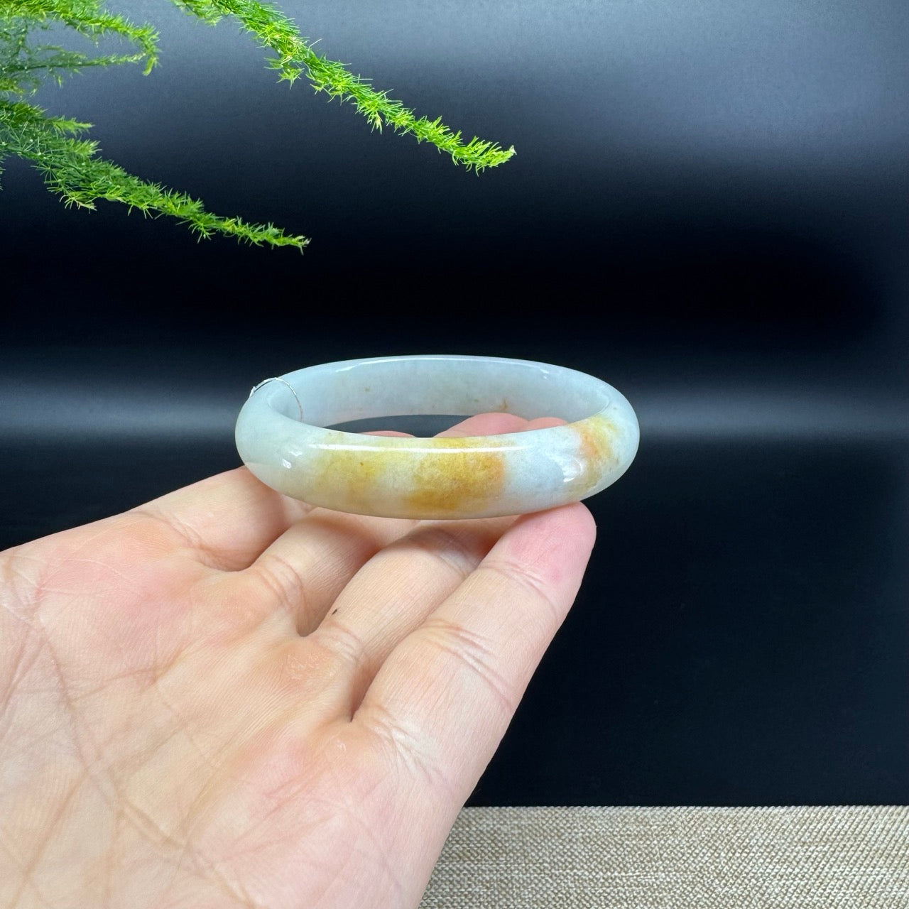 Genuine Burmese Yellow Green Jade Jadeite Bangle Bracelet (56.1*47.5mm)