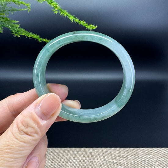 Genuine Burmese Oil Green Jade Jadeite Bangle Bracelet ( 56.2*49.3mm )