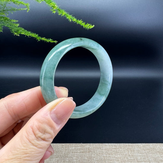 Genuine Burmese Oil Green Jade Jadeite Bangle Bracelet ( 56.2*49.3mm )