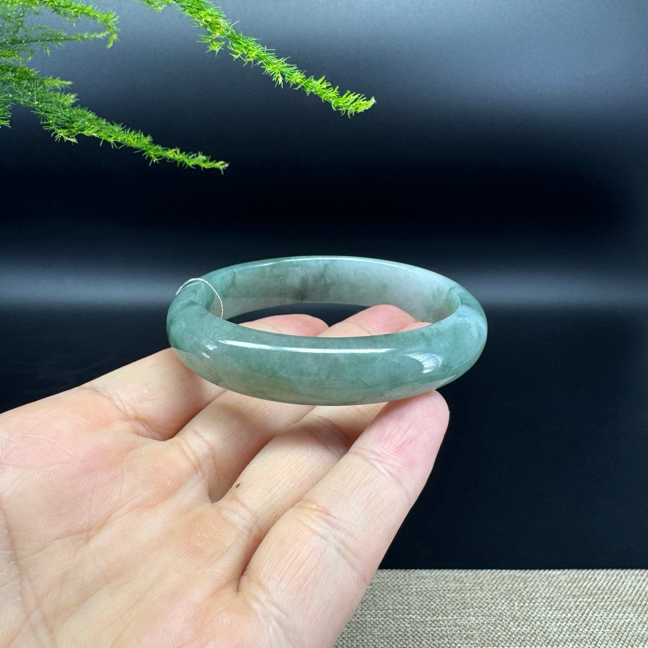 Genuine Burmese Oil Green Jade Jadeite Bangle Bracelet ( 56.2*49.3mm )