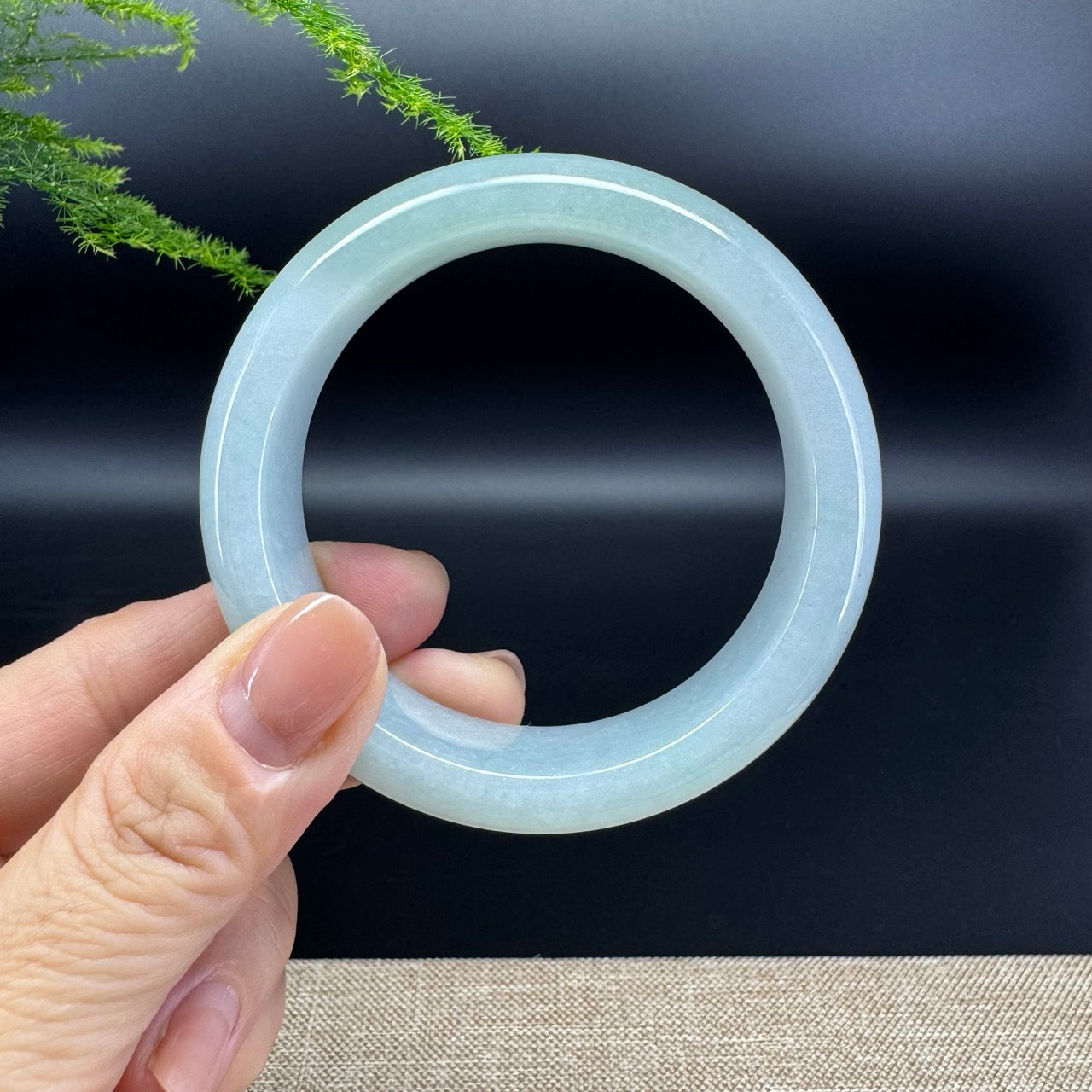 Genuine Burmese Icy Green Jade Jadeite Bangle Bracelet ( 56.8mm )
