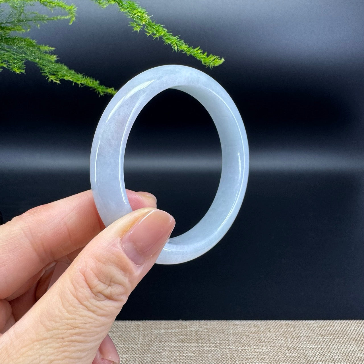 Genuine Burmese Lavender Green Jade Jadeite Bangle Bracelet ( 56.5mm )