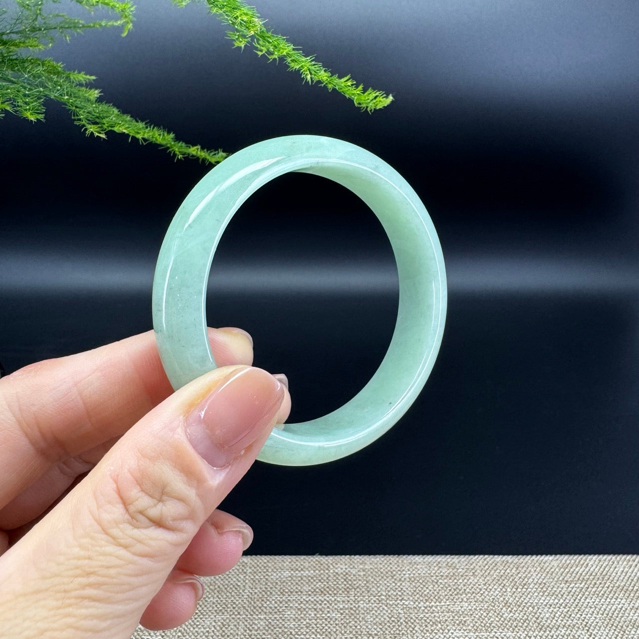 Genuine Burmese Apple Green Jade Jadeite Bangle Bracelet (56.5*53.3mm)