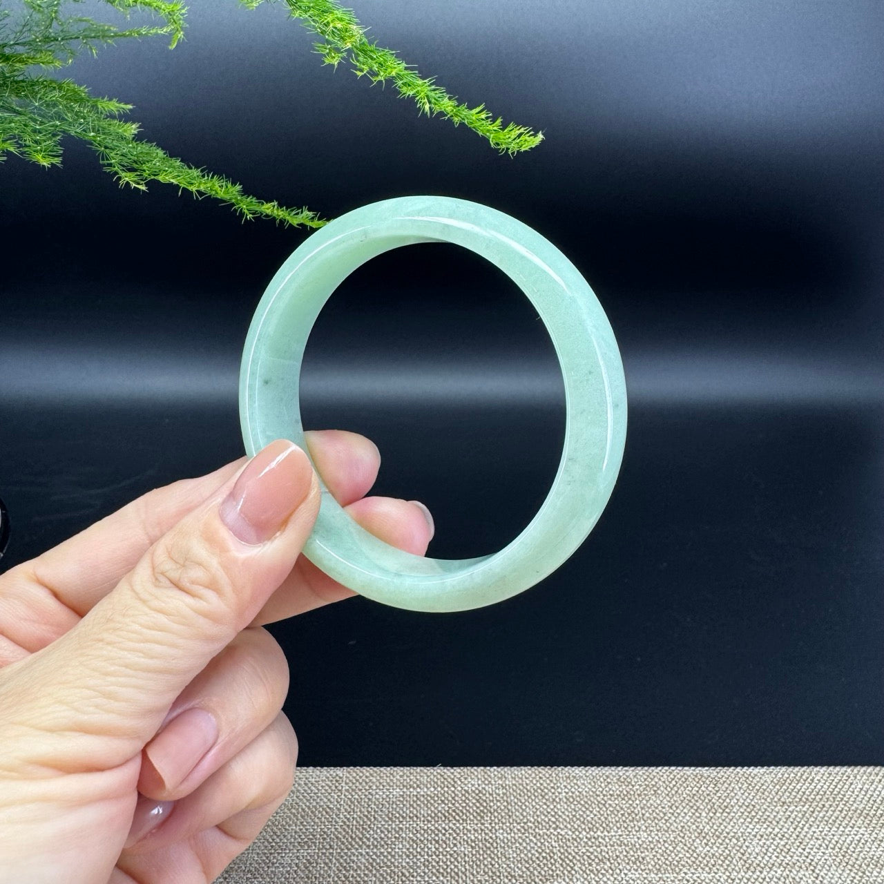 Genuine Burmese Apple Green Jade Jadeite Bangle Bracelet (56.5*53.3mm)