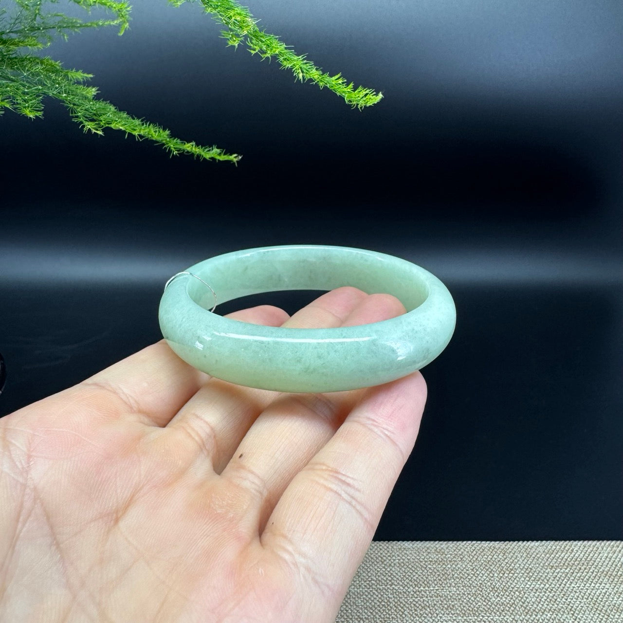 Genuine Burmese Apple Green Jade Jadeite Bangle Bracelet (56.5*53.3mm)