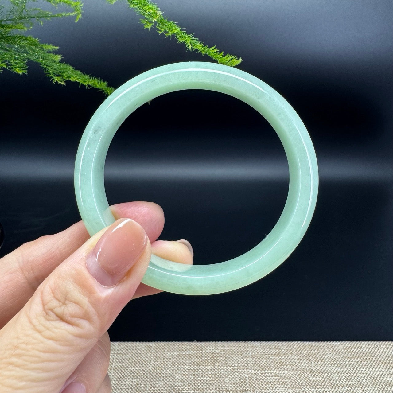 Genuine Burmese Apple Green Jade Jadeite Bangle Bracelet (56.5*53.3mm)