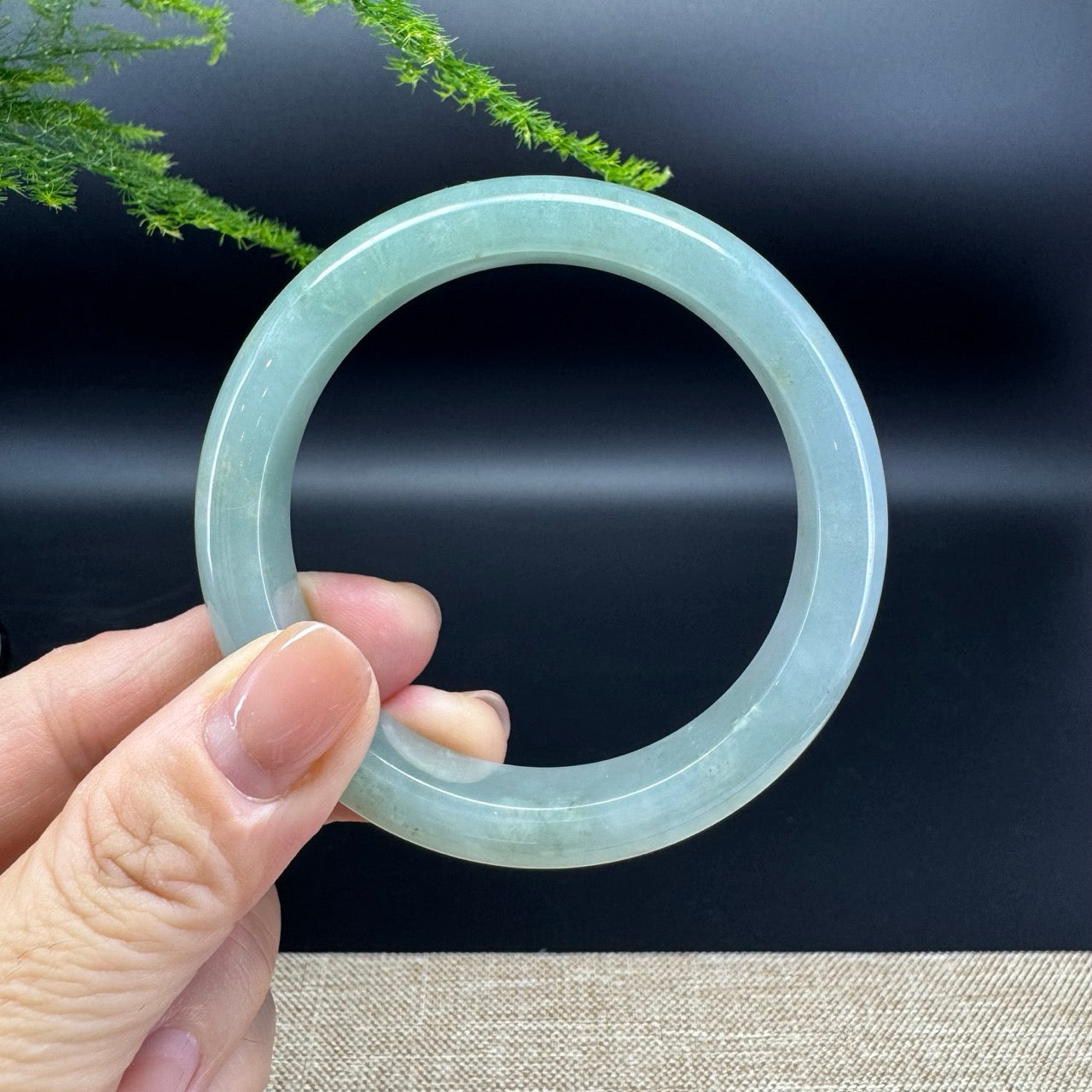 Genuine Burmese Icy Green Jade Jadeite Bangle Bracelet ( 56.5mm )