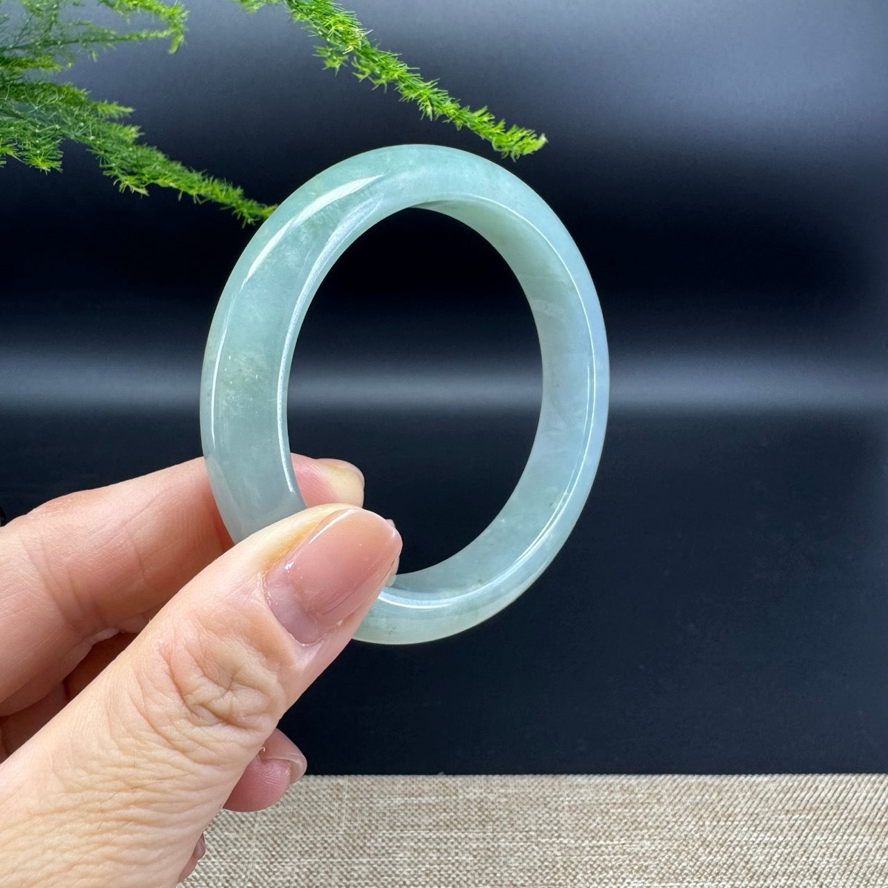 Genuine Burmese Icy Green Jade Jadeite Bangle Bracelet ( 56.5mm )