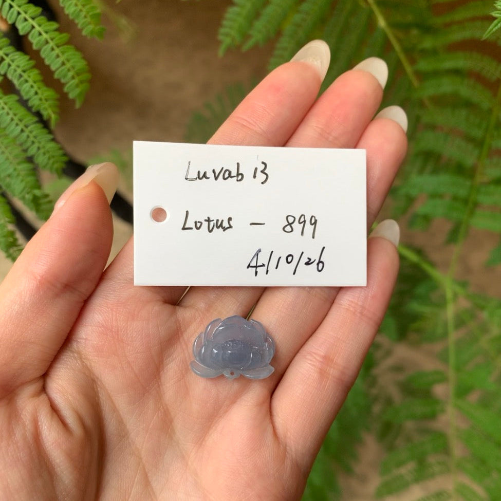 "Live" Natural Blue Lavender Jadeite Jade Lotus Flower(04/09/26)
