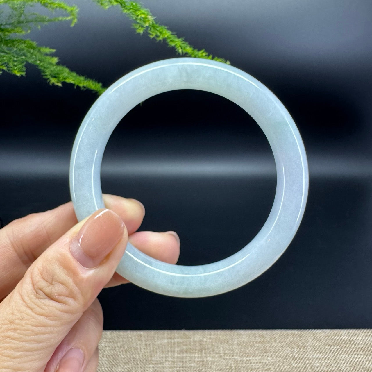 Genuine Burmese Lavender Green Jade Jadeite Bangle Bracelet ( 56mm )