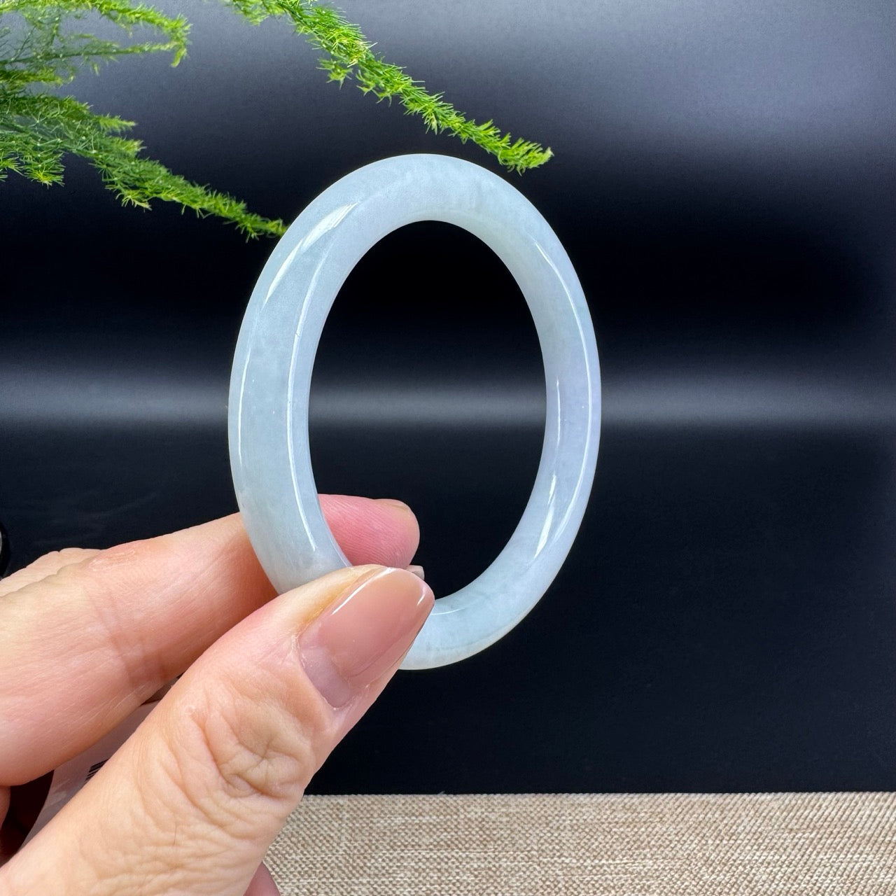 Genuine Burmese Lavender Green Jade Jadeite Bangle Bracelet ( 56mm )