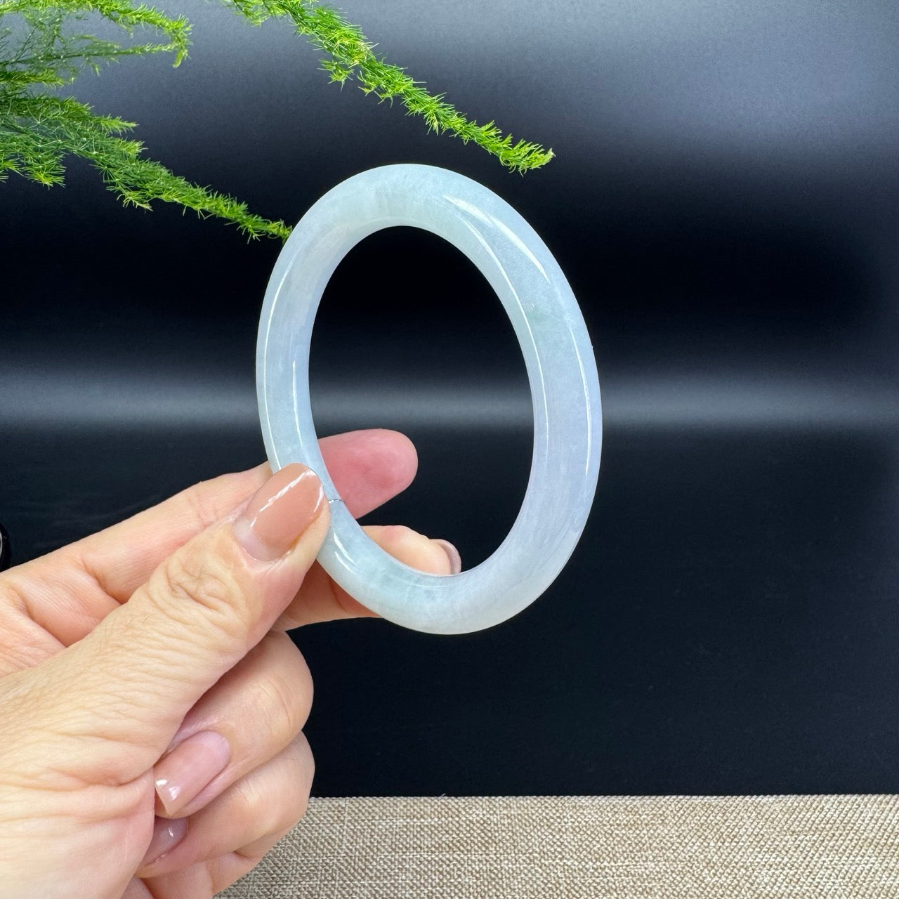 Genuine Burmese Lavender Green Jade Jadeite Bangle Bracelet ( 56mm )