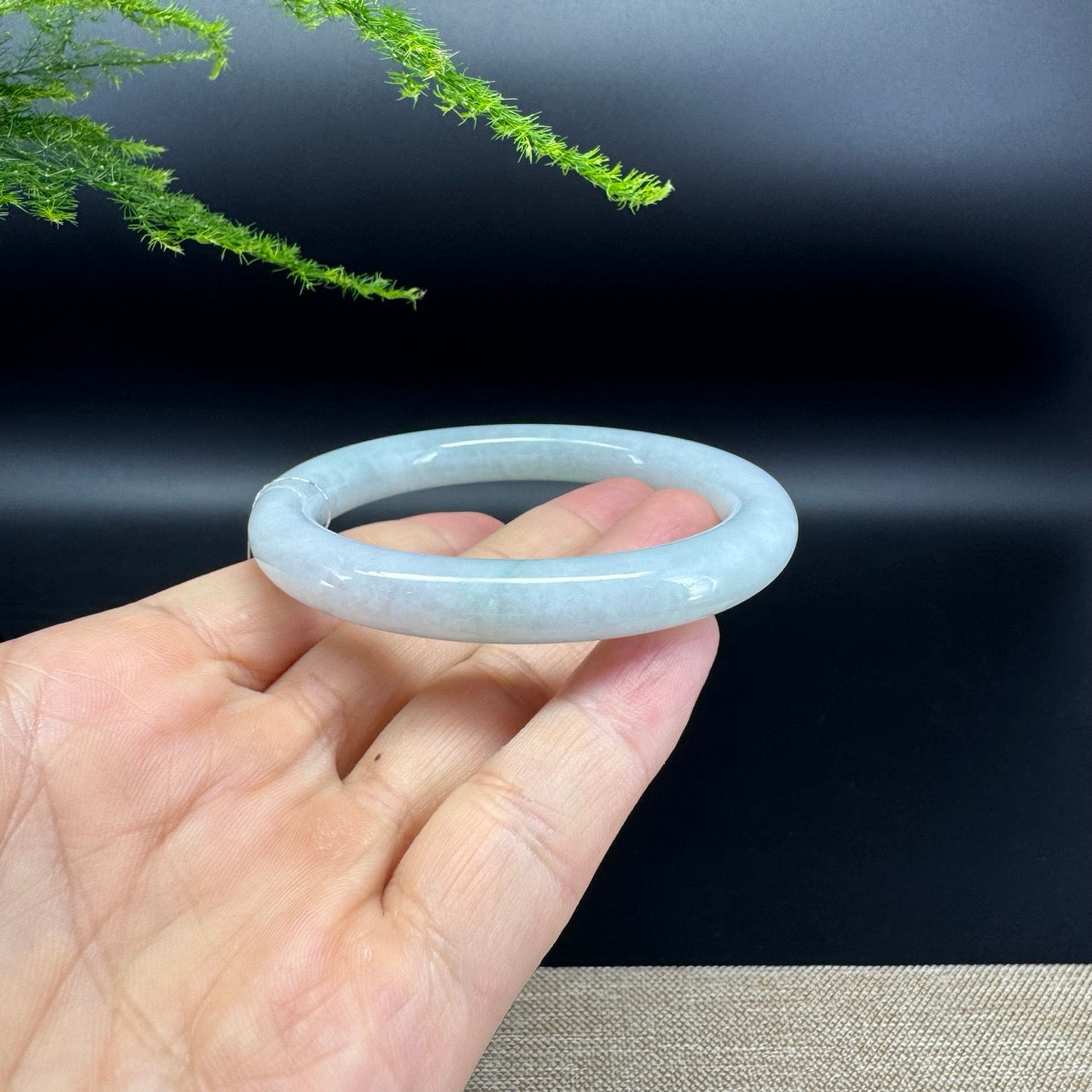 Genuine Burmese Lavender Green Jade Jadeite Bangle Bracelet ( 56mm )