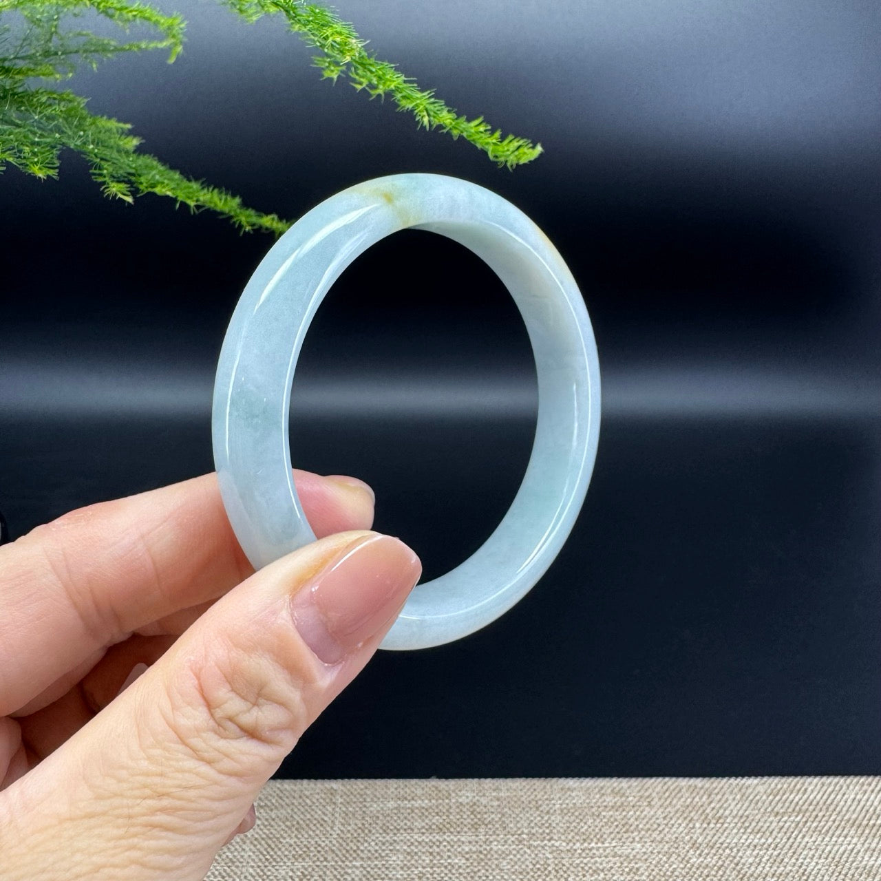 Genuine Burmese Yellow Green Jade Jadeite Bangle Bracelet ( 56.8mm )