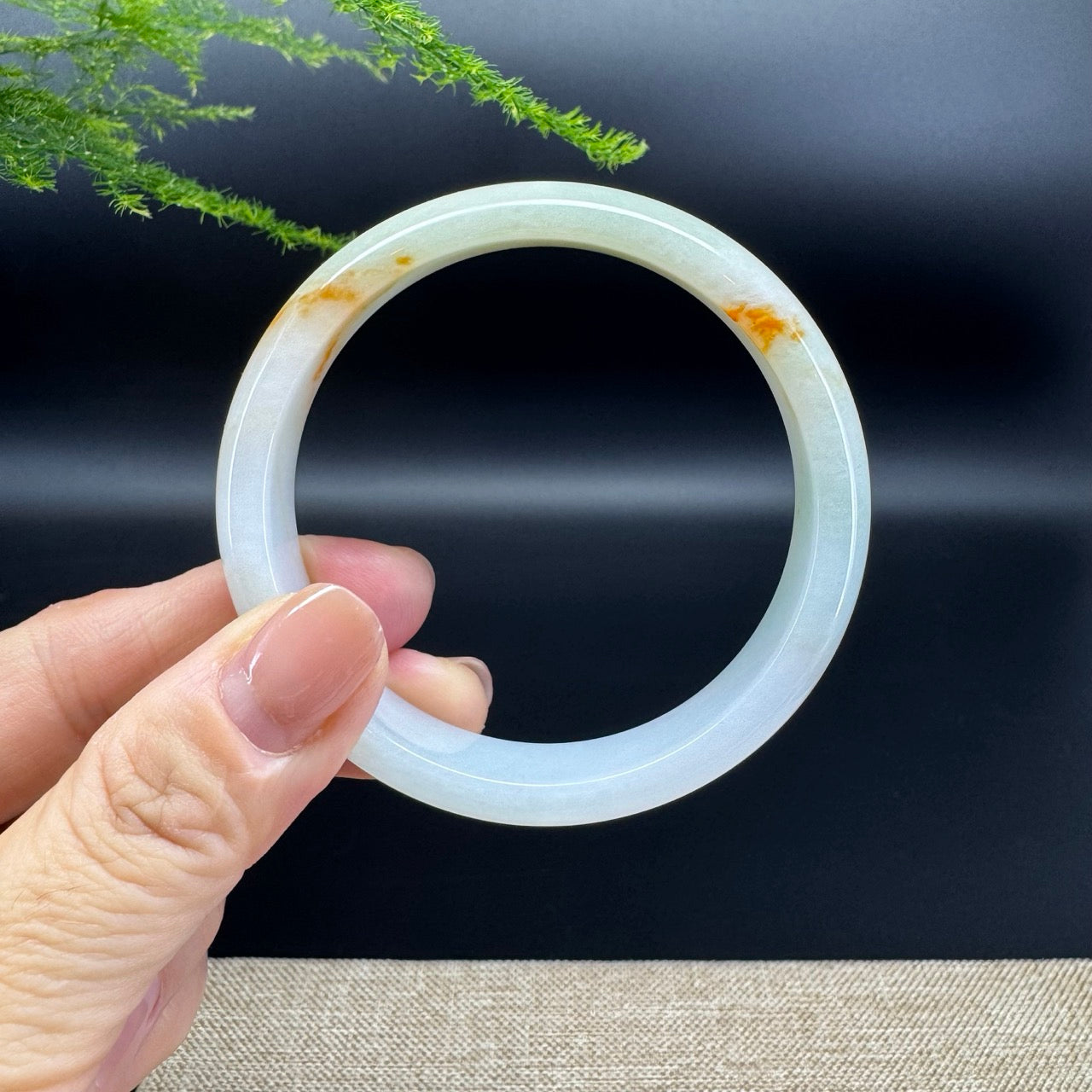 Genuine Burmese Yellow Green Jade Jadeite Bangle Bracelet ( 56.9mm )