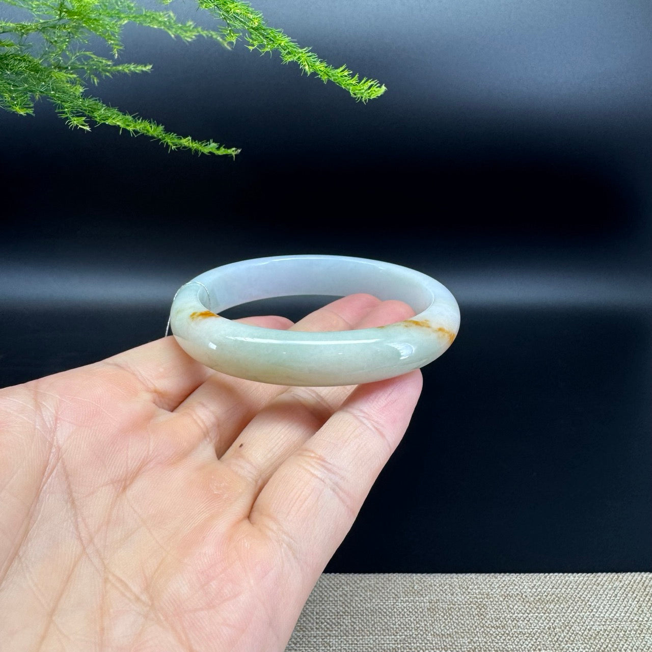 Genuine Burmese Yellow Green Jade Jadeite Bangle Bracelet ( 56.9mm )