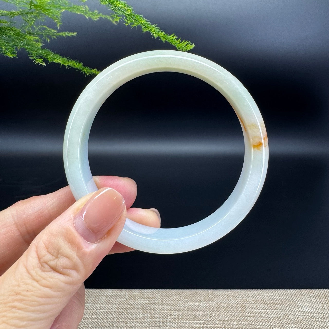 Genuine Burmese Yellow Green Jade Jadeite Bangle Bracelet ( 56.9mm )