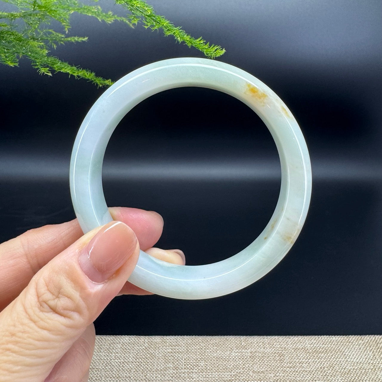 Genuine Burmese Yellow Green Jade Jadeite Bangle Bracelet ( 56.7mm )