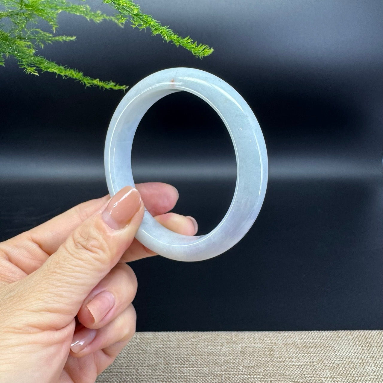 Genuine Burmese Lavender Green Jade Jadeite Bangle Bracelet ( 56.2mm )