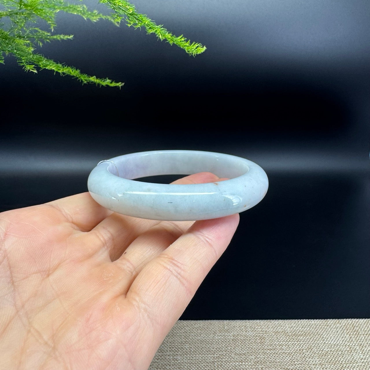 Genuine Burmese Lavender Green Jade Jadeite Bangle Bracelet ( 56.2mm )