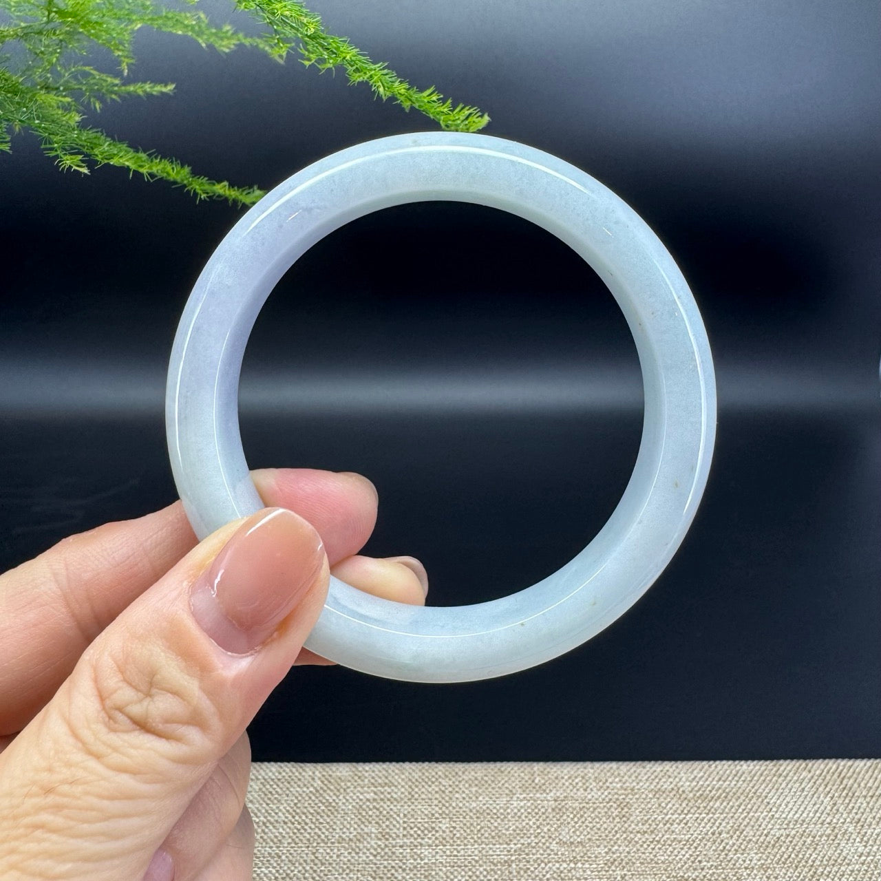 Genuine Burmese Lavender Green Jade Jadeite Bangle Bracelet ( 56.2mm )