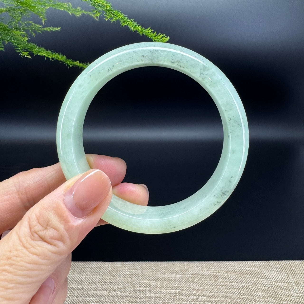 Genuine Burmese Green Jade Jadeite Bangle Bracelet (56.3mm)