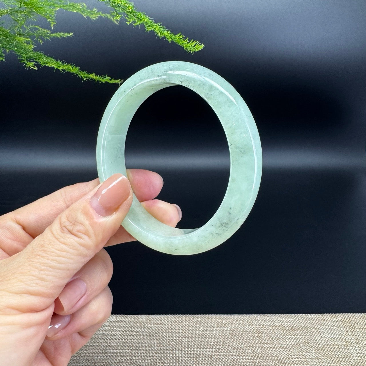 Genuine Burmese Green Jade Jadeite Bangle Bracelet (56.3mm)
