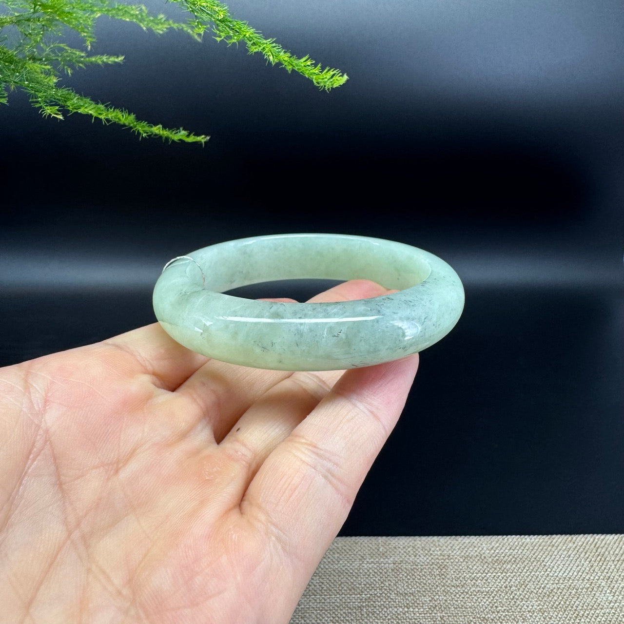 Genuine Burmese Green Jade Jadeite Bangle Bracelet (56.3mm)