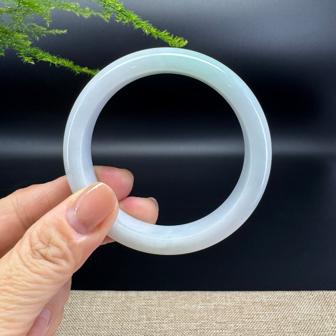 Genuine Burmese Lavender Green Jade Jadeite Bangle Bracelet ( 56.6mm )