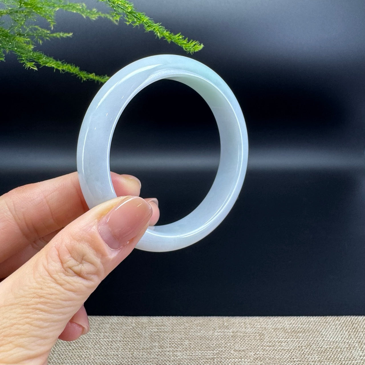 Genuine Burmese Lavender Green Jade Jadeite Bangle Bracelet ( 56.6mm )